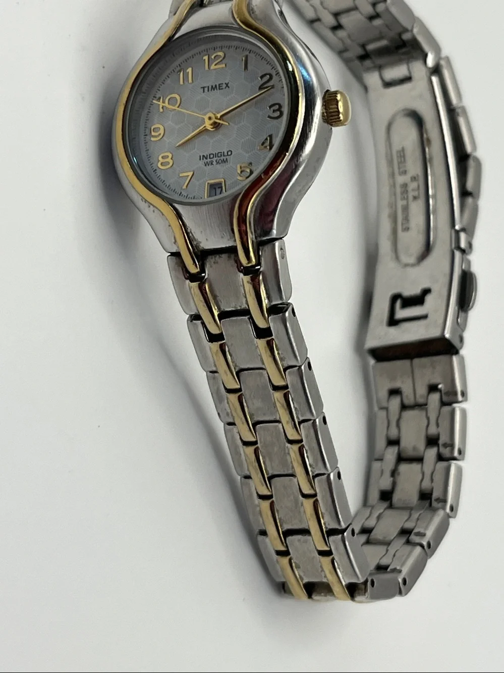 Timex Two-Tone Silver and Gold Women's Indiglo Bracelet Watch
